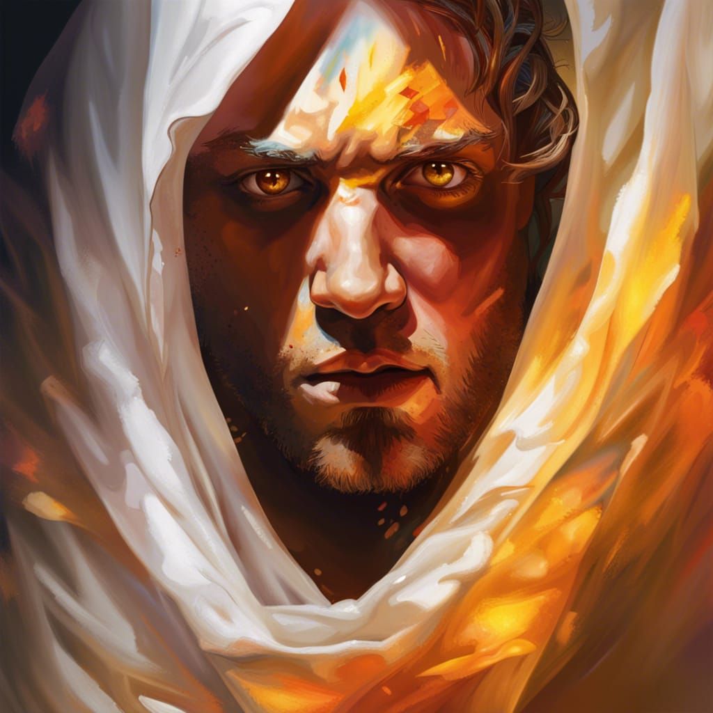 Intricately Detailed Portrait of Man with Amber Eyes