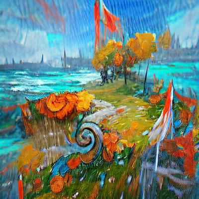 Blustery Autumn Day in Expressionist Oil Painting