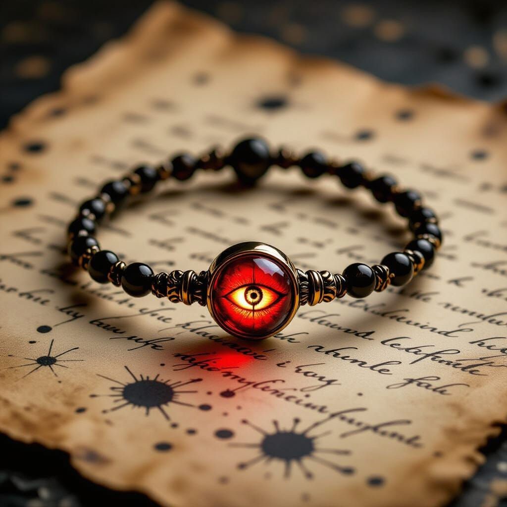 Luminescent Elven Resin Bracelet on Parchment