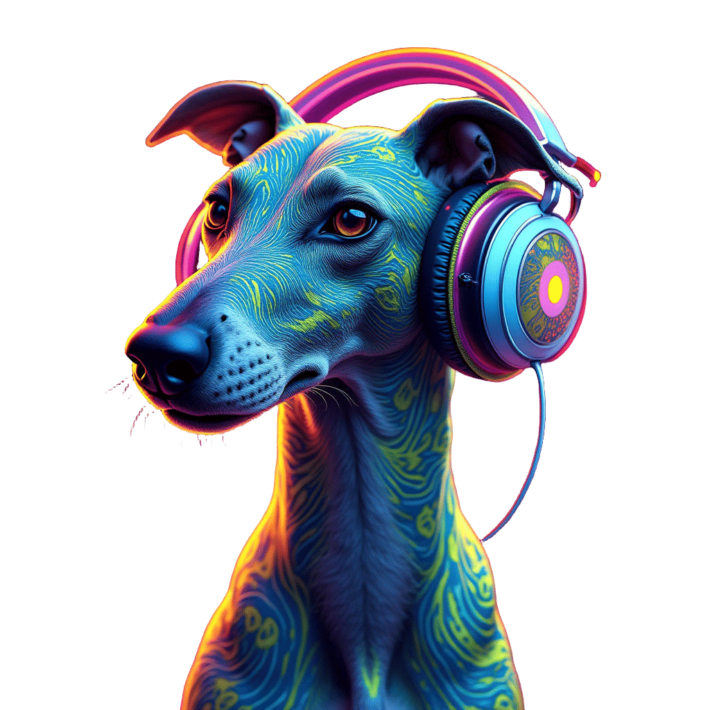 Psychedelic Greyhound Portrait in Hyperrealism Style