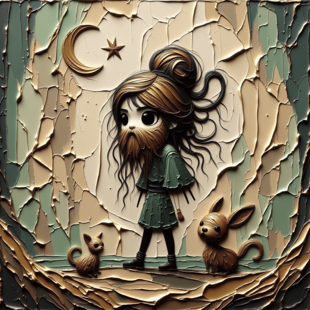 Whimsical Moonfellow with Beard in Surreal Style