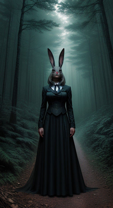 Cosmic Slenderwoman in Enchanted Forest