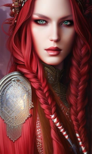 Red Haired Sorceress in Bayou Swamp, Digital Art