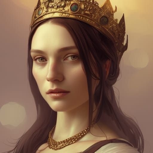 Majestic Tudor Queen Portrait in Art Nouveau Style