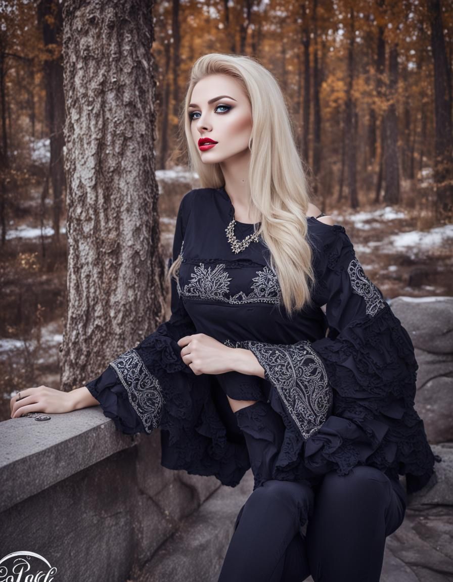 Realistic Portrait of a Beautiful Slavic Blonde Girl