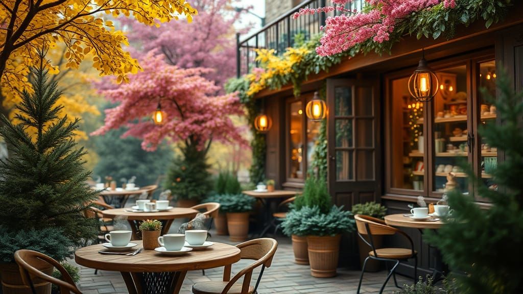 Enchanted Forest Coffee Shop in Storybook Style