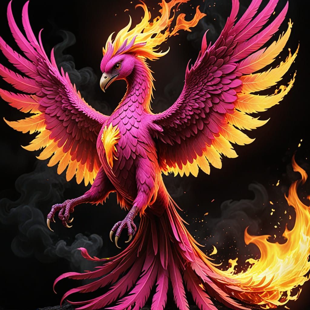 Vibrant Phoenix in Fiery Plum Hues