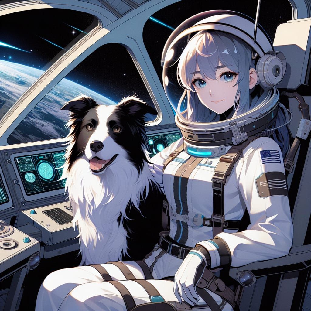 Girl and Collie on Space Adventure, Manga Style
