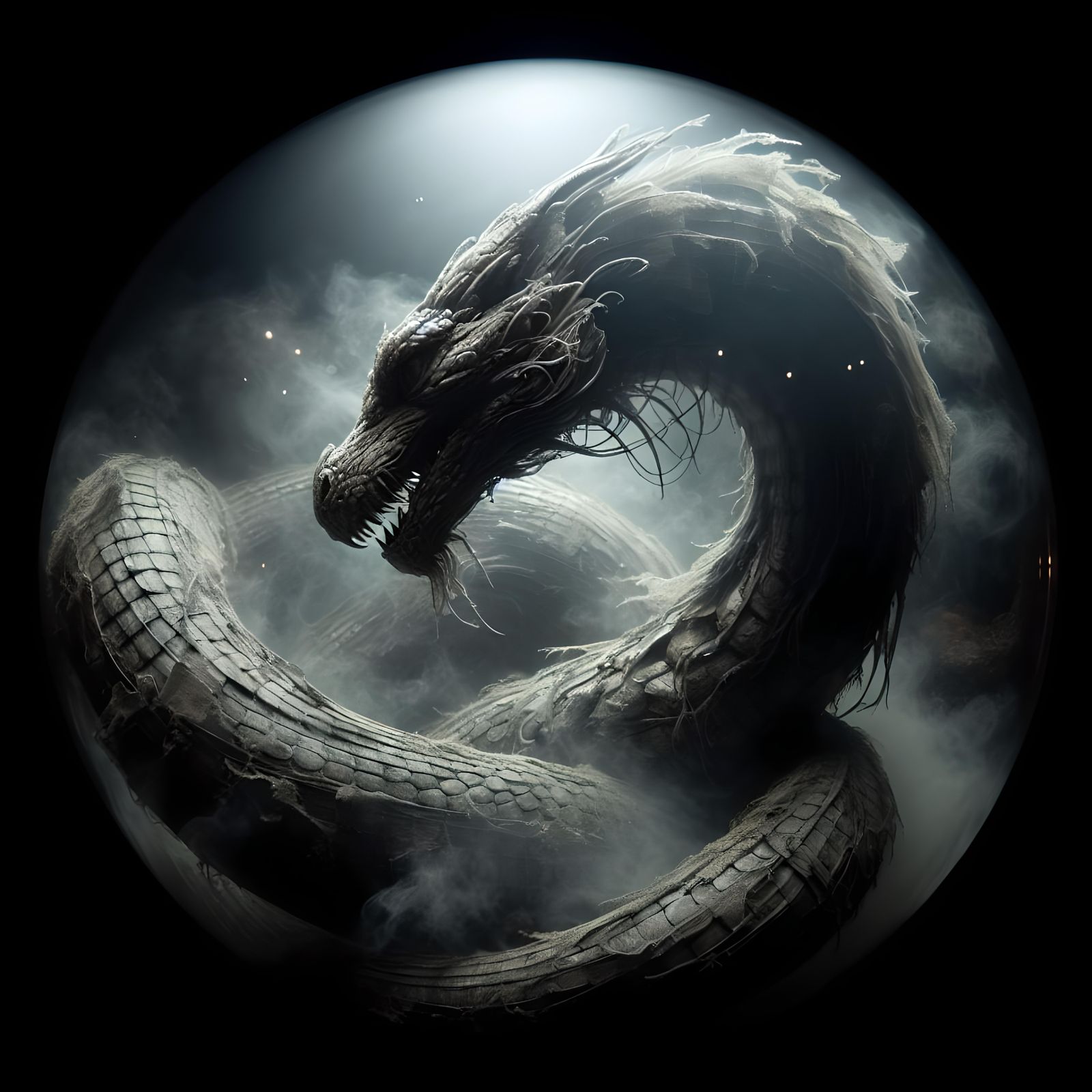 Miniature Ancient Dragon in Glass Sphere