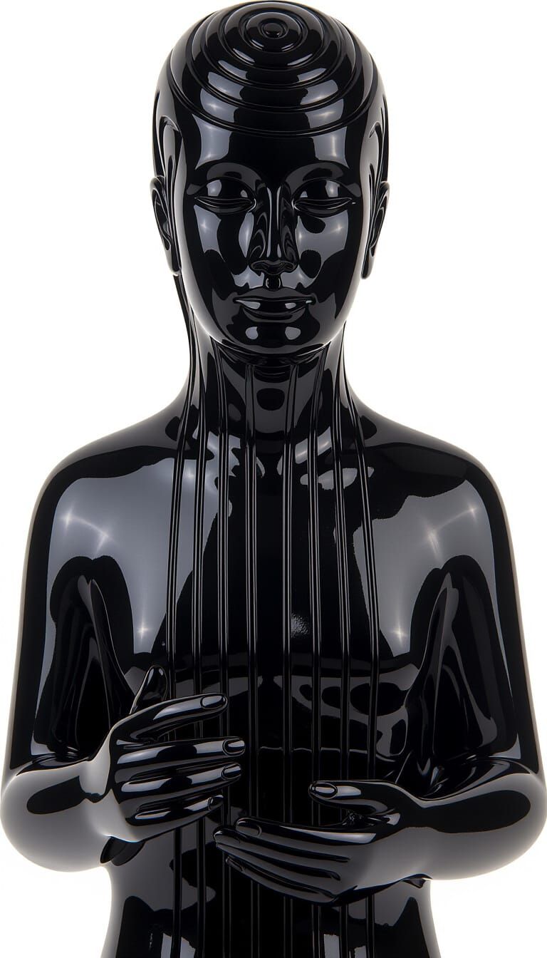 Obsidian Figure Dissolving into Smoke