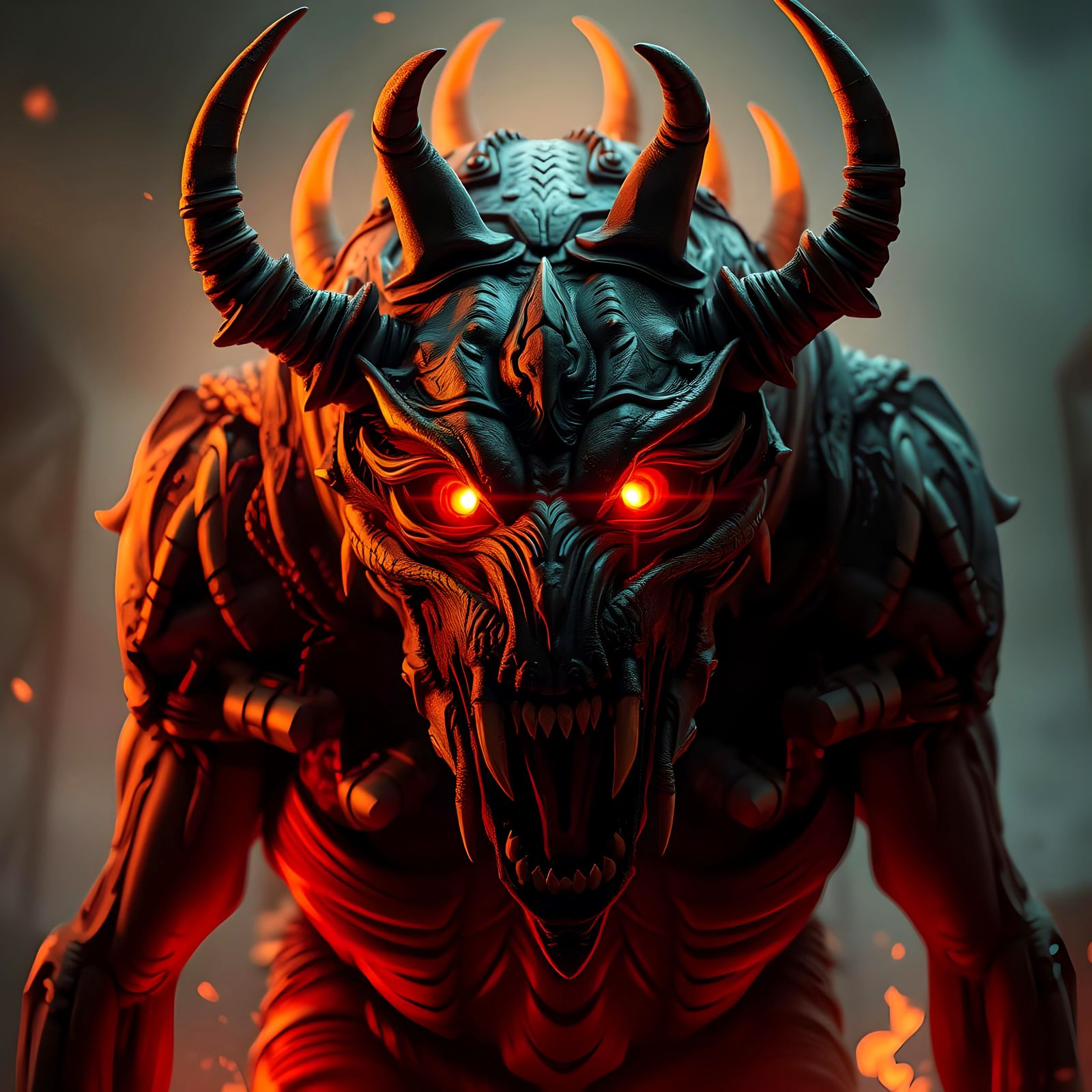 Demonic Creature with Sharp Teeth