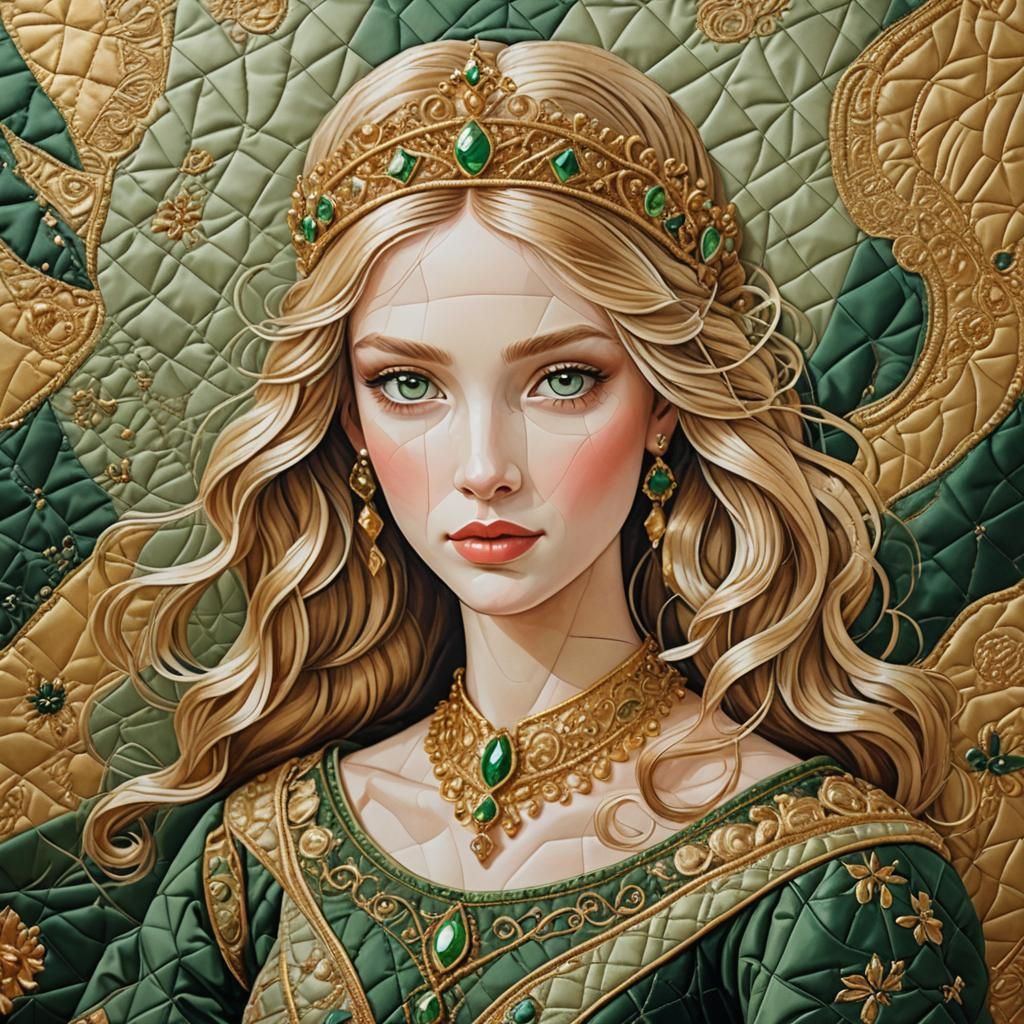 Quilted Portrait of a Beautiful Princess