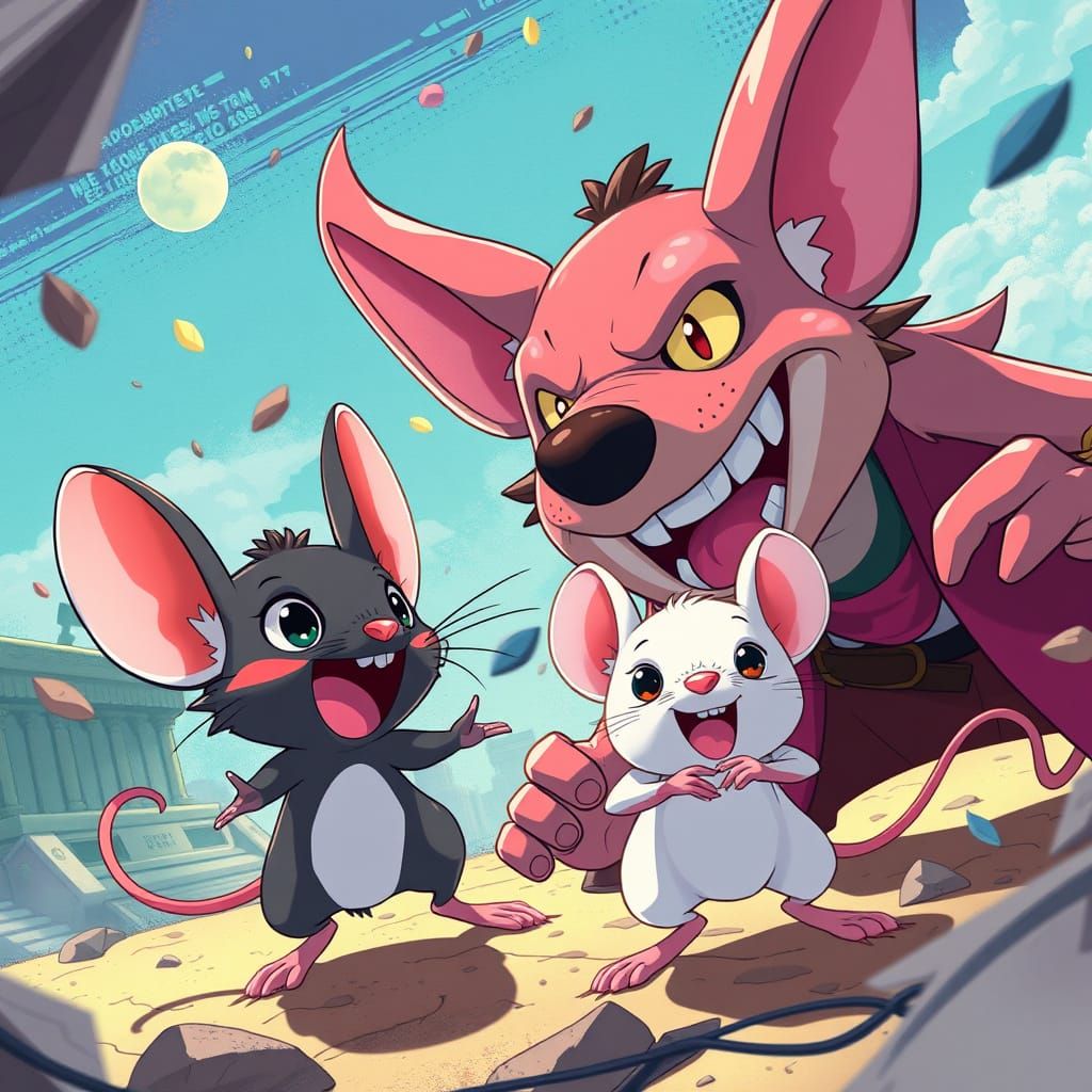 Mischievous Mice Duo in Dynamic Anime Scene