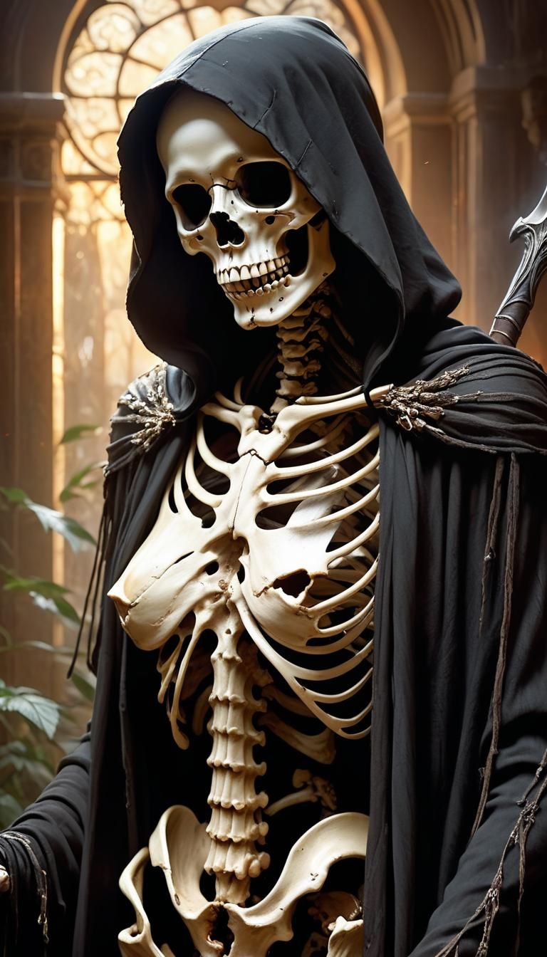 Skeleton Wife with Dreamy Lighting in Pulp Style