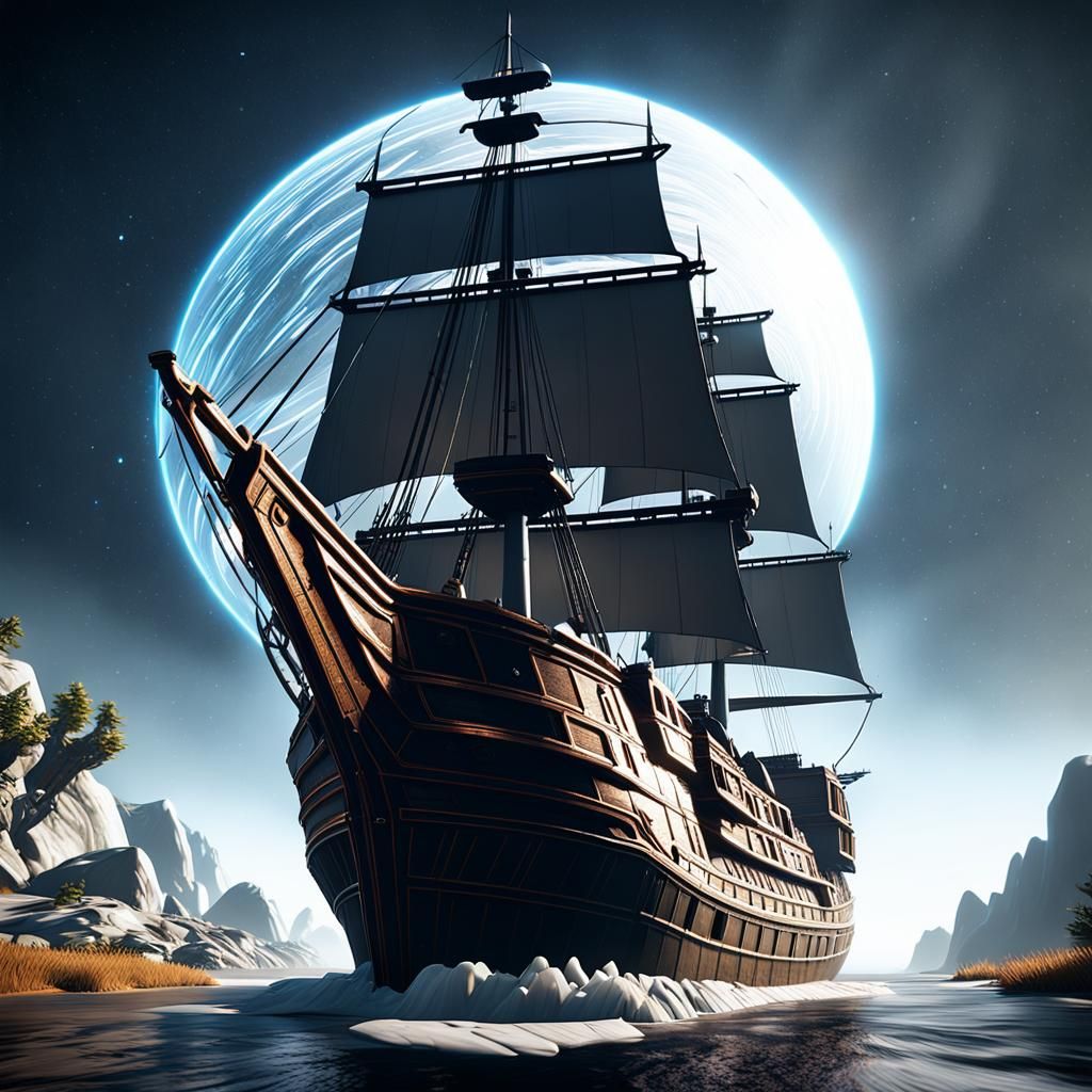 Ship Sails the Universe in Cinematic 3D