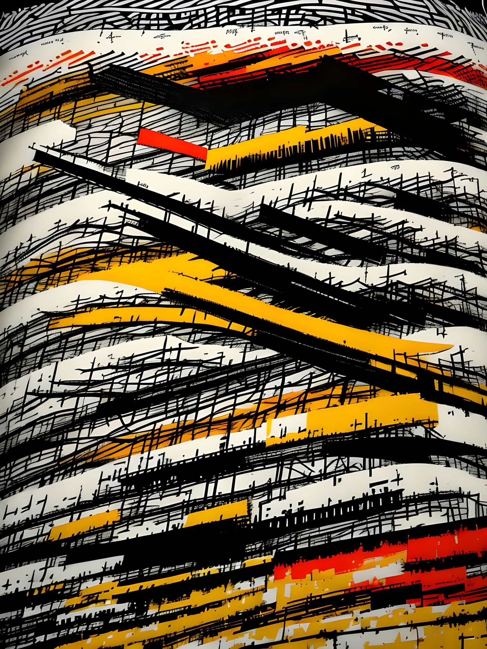 Pigs in Winter Forest: Abstract Expressionism Impasto