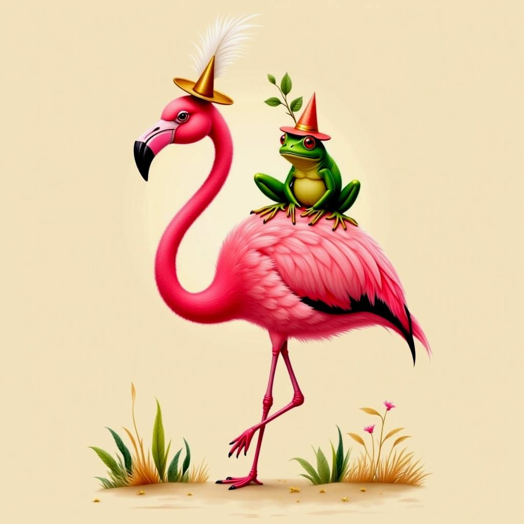 Flamingo and Frog