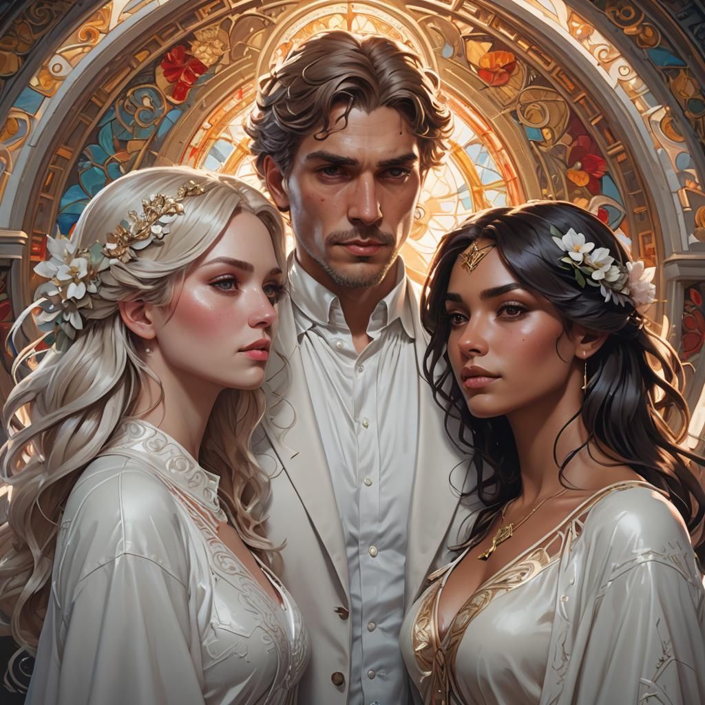 FFM Love Triangle Portrait in Digital Art Style