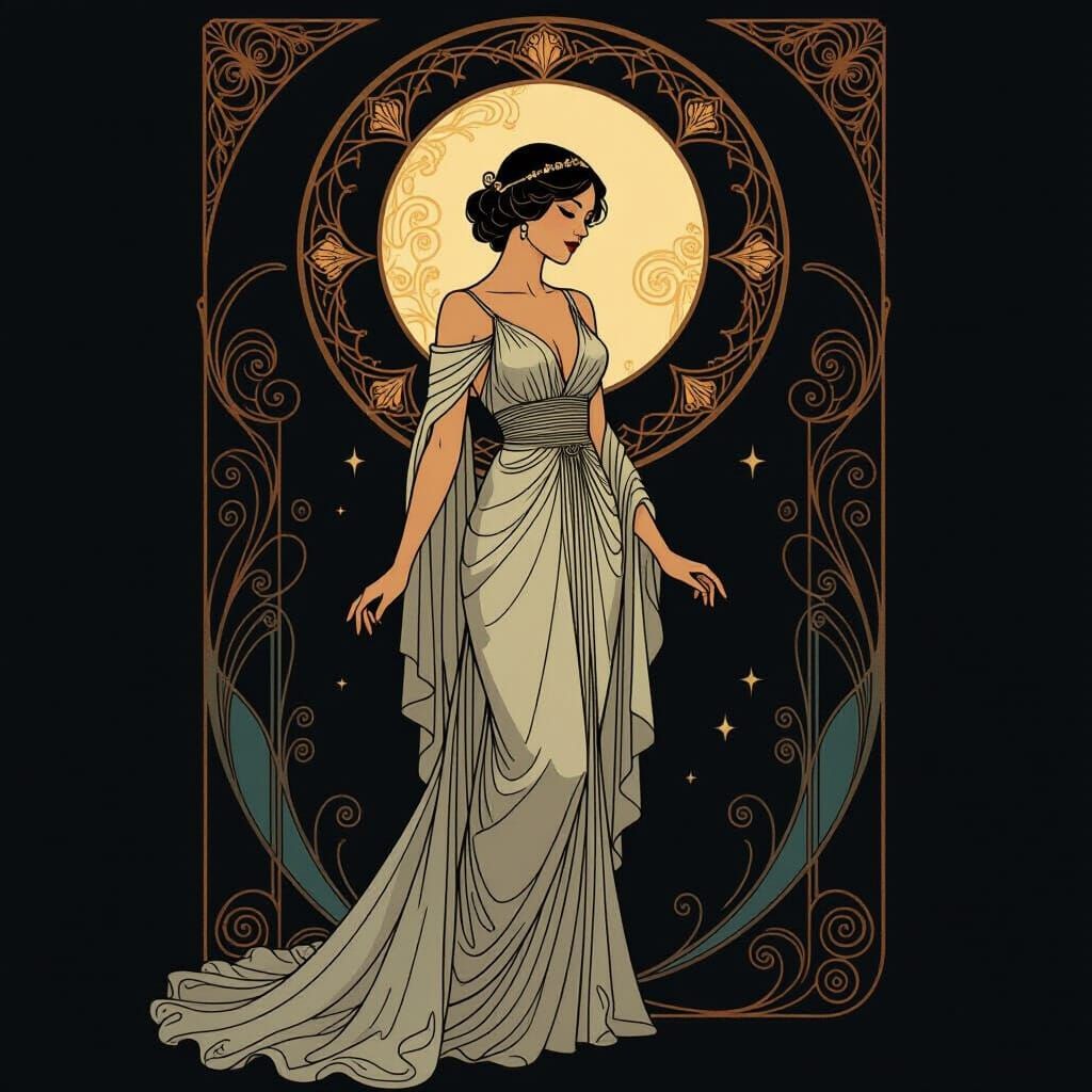Mystical Woman in Art Nouveau Style
