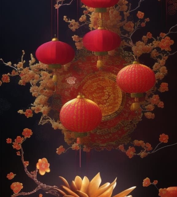 Abundance for Chinese New Year: Mixed Media Collage