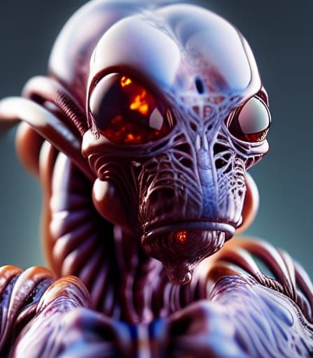 Alien Tick Encased in Amber: Hyperrealistic Art