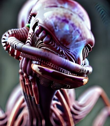 Alien Tick Encased in Amber, Hyperrealistic Close-Up