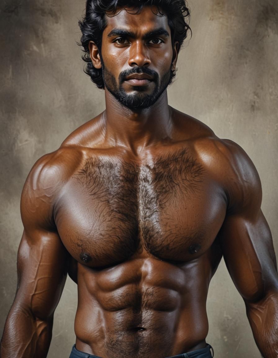 Rugged Young Man with a Muscular Physique