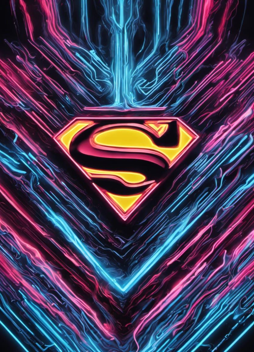 Abstract Neon Art Superman in High Detail