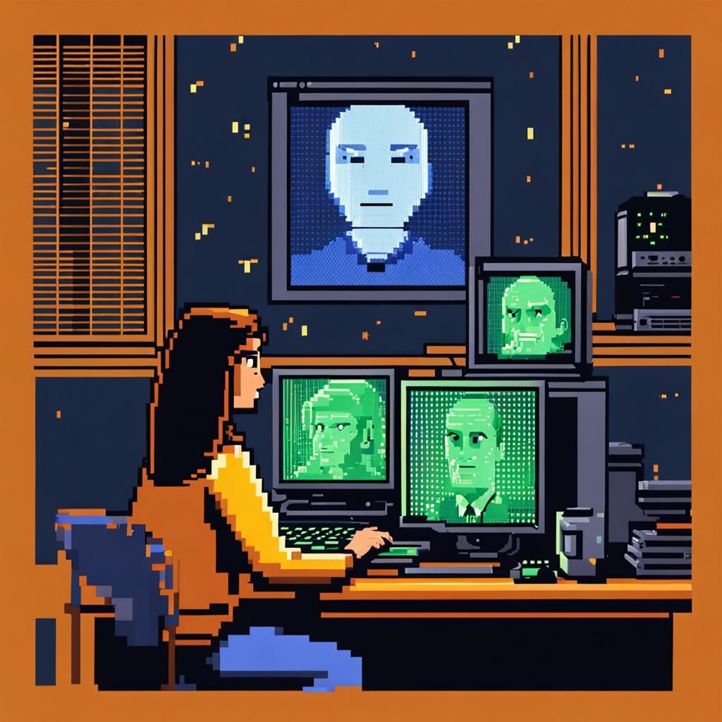 8-Bit Pixel Art: Woman and the Internet