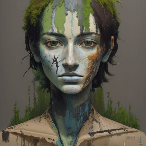 Ethereal Figure in Fragmented Subterranean World