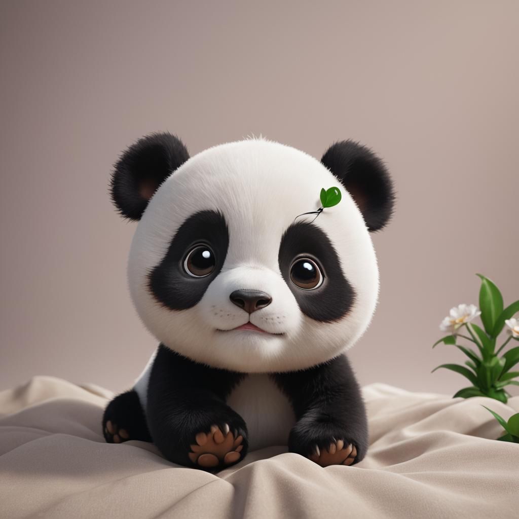 Adorable Baby Panda in Detailed 3D Anime Art