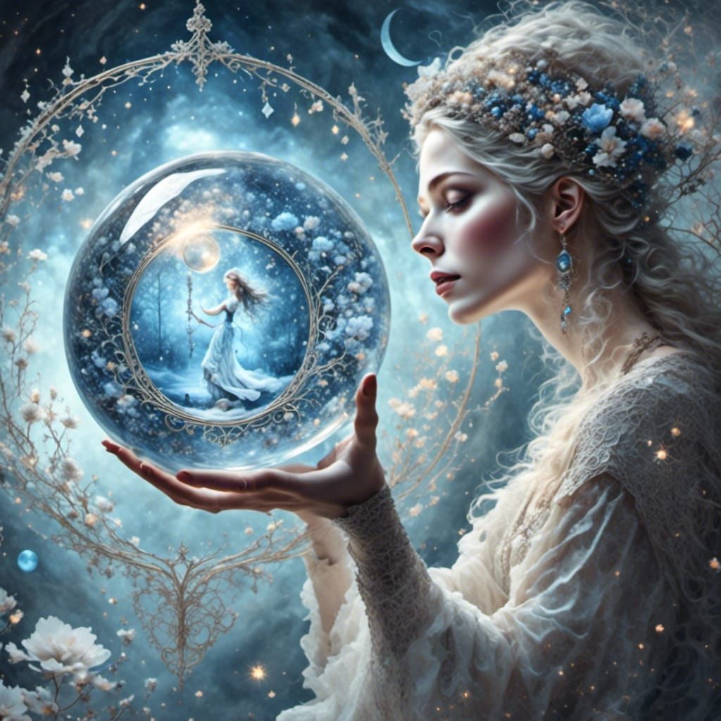 Witchy Woman Sees Spirits in Crystal Ball