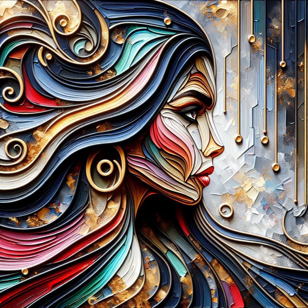 Hispanic Woman Portrait in Hyperrealistic 3D Oil Painting