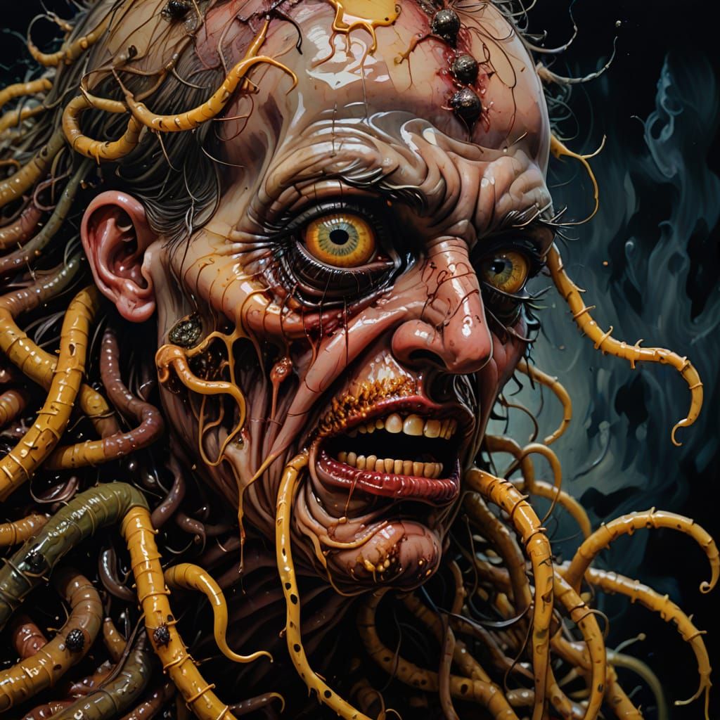 Vomiting Maggots: AI Generated Image