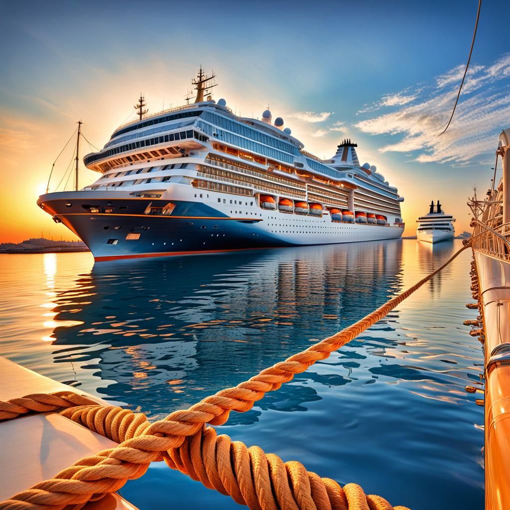Luxury Cruise Ship at Mediterranean Port