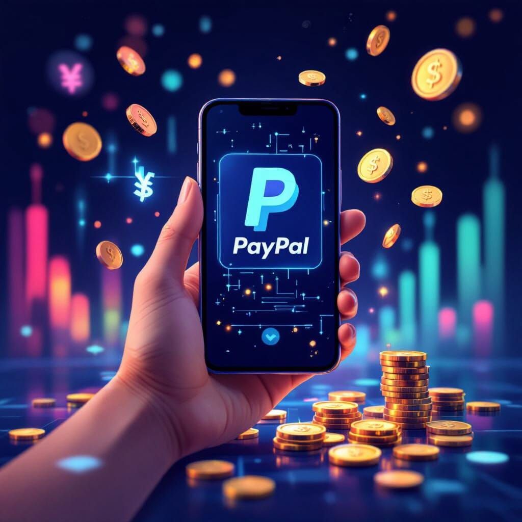 Digital Wallet Growth: Hand Holding Smartphone with PayPal L...