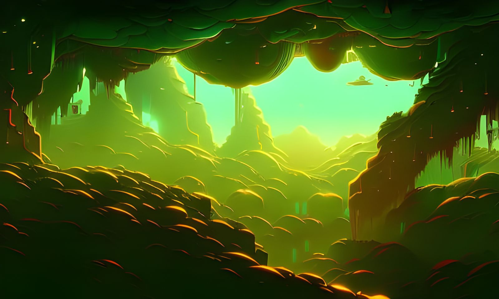 Surreal Cosmic Landscape with Parallax Effects