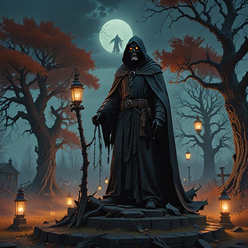 Grim Reaper in Haunting Dark Fantasy Realm
