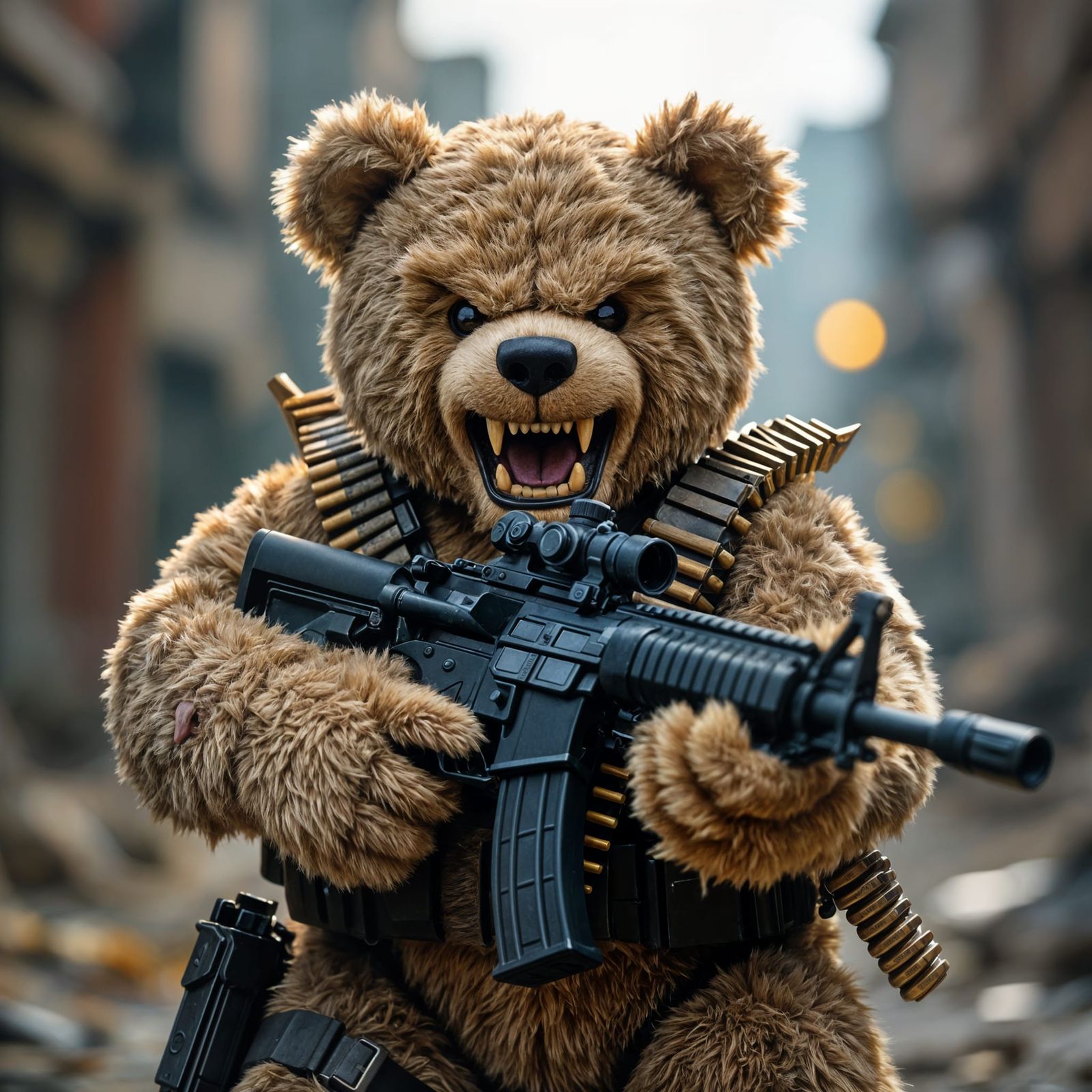 Angry Teddy Bear Soldier Like Rambo