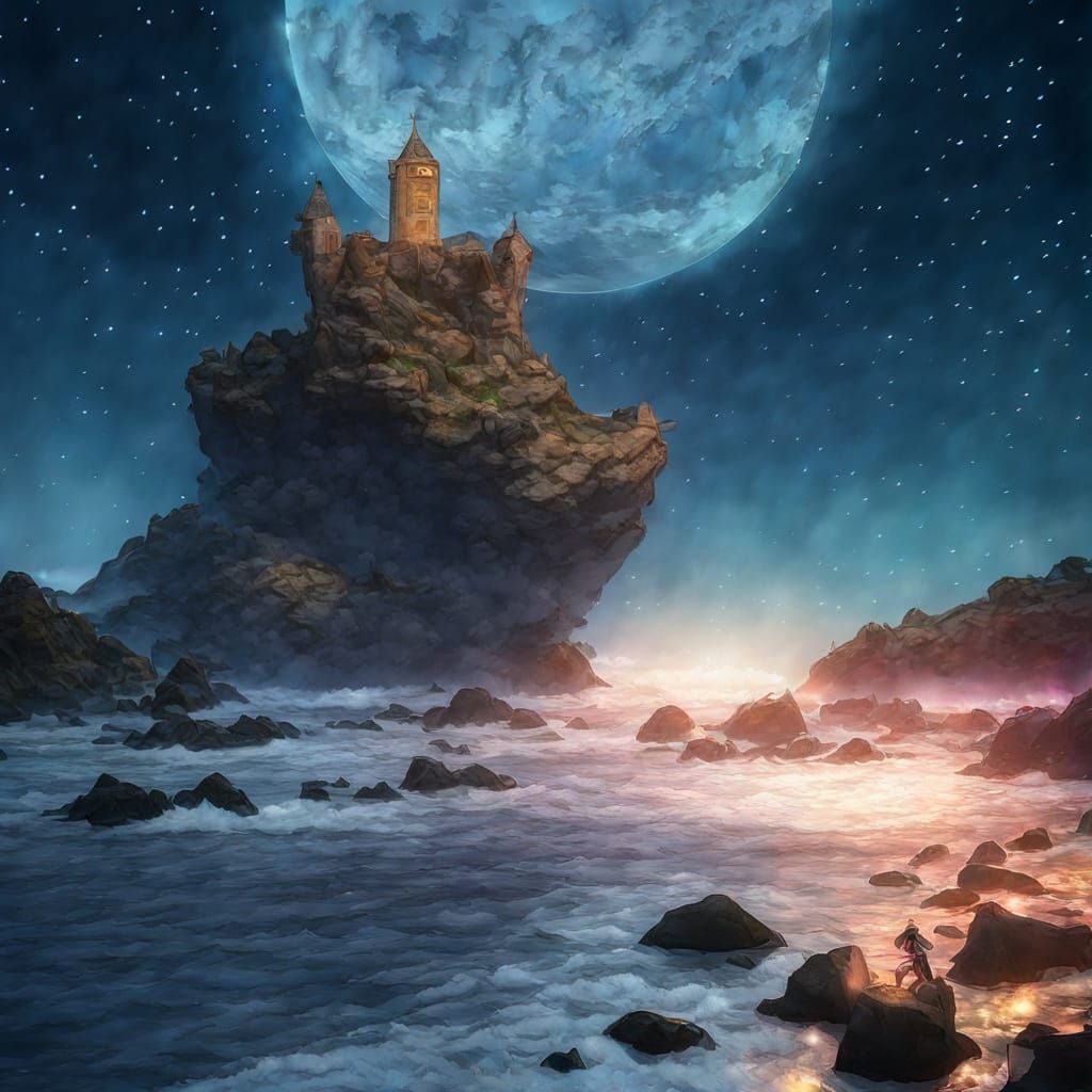 Bioluminescent Mermaid Lounging Under the Stars