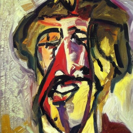 Expressionist Musician Poet Magician Tsar with Fiery Head