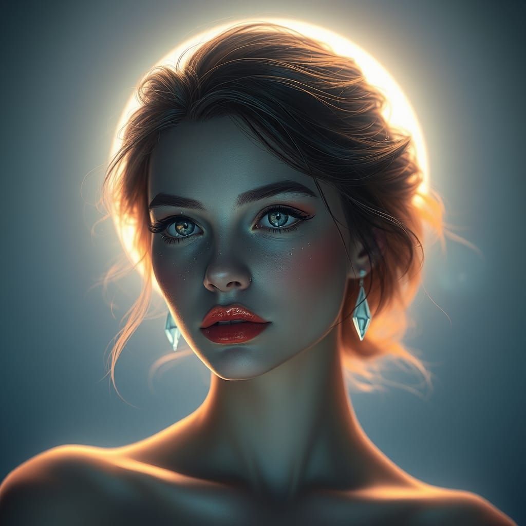 Ethereal Woman with Diamonds Under Moonlight