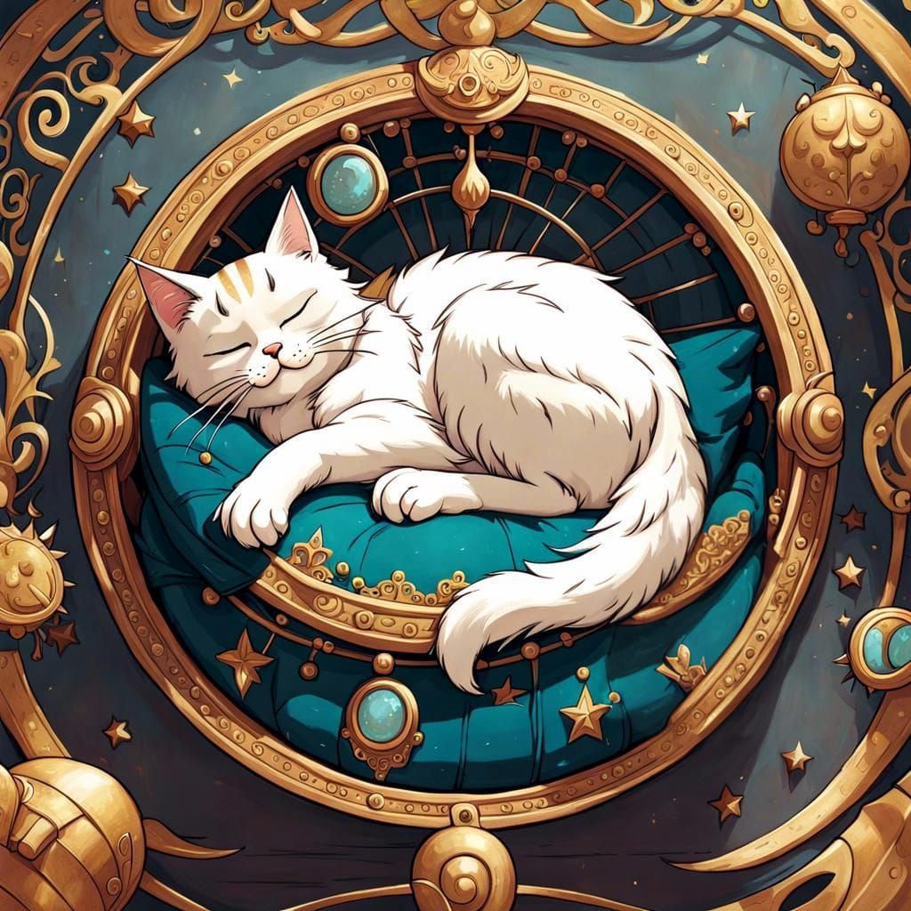 Resting Cat in Fantasycore Style
