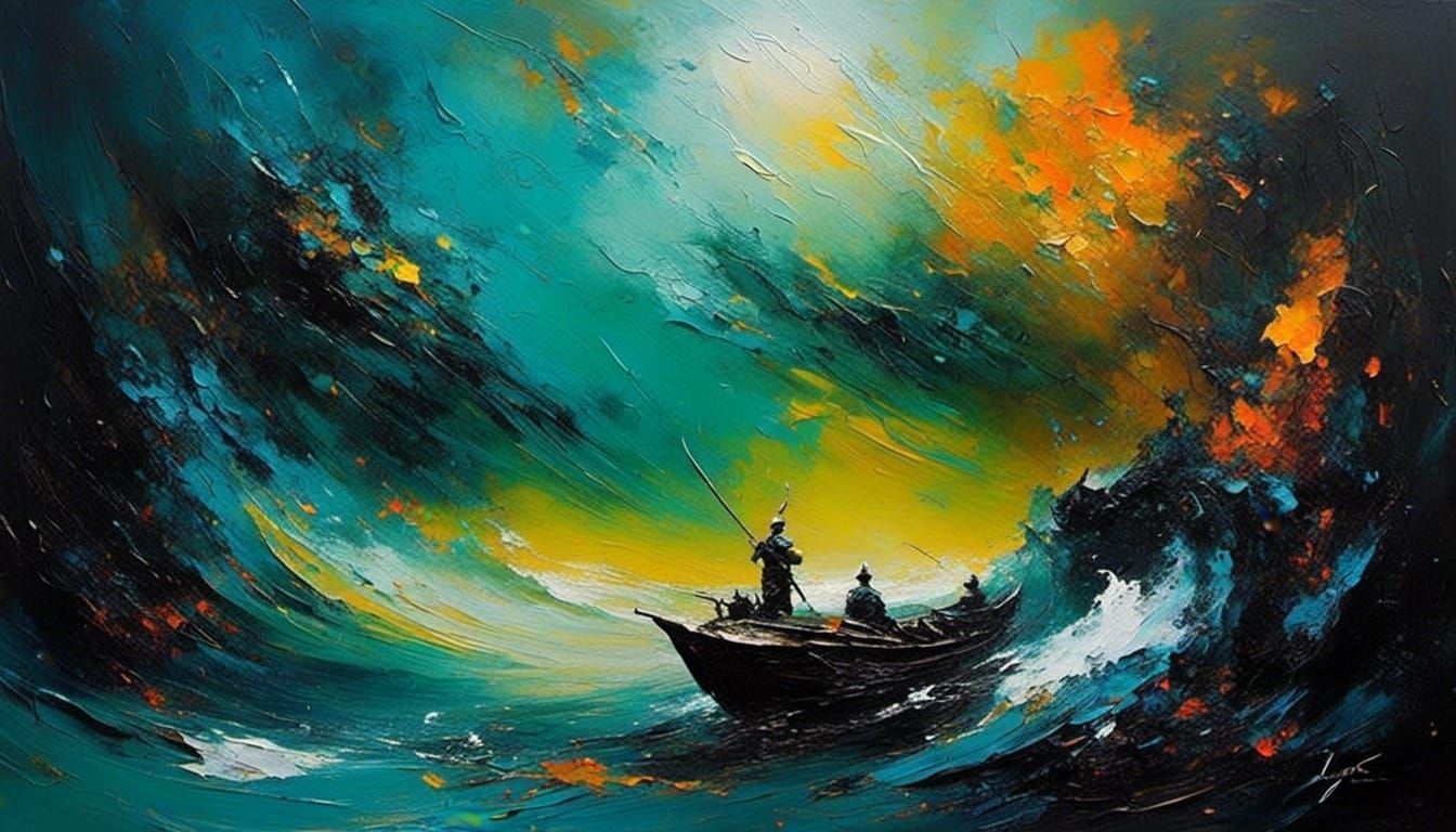 Abstract Fantasy Oil Painting in Impasto Style