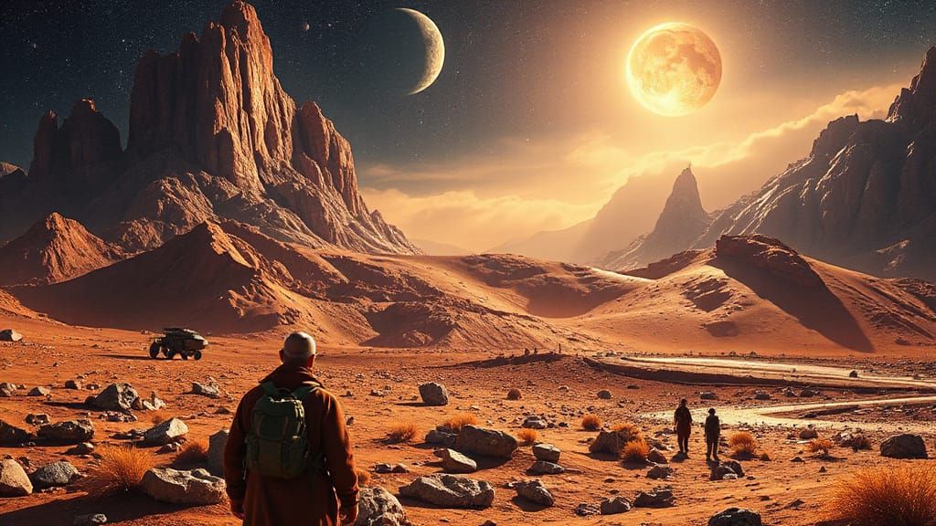 Surreal Martian Cityscape in Hyper-Maximalist Style