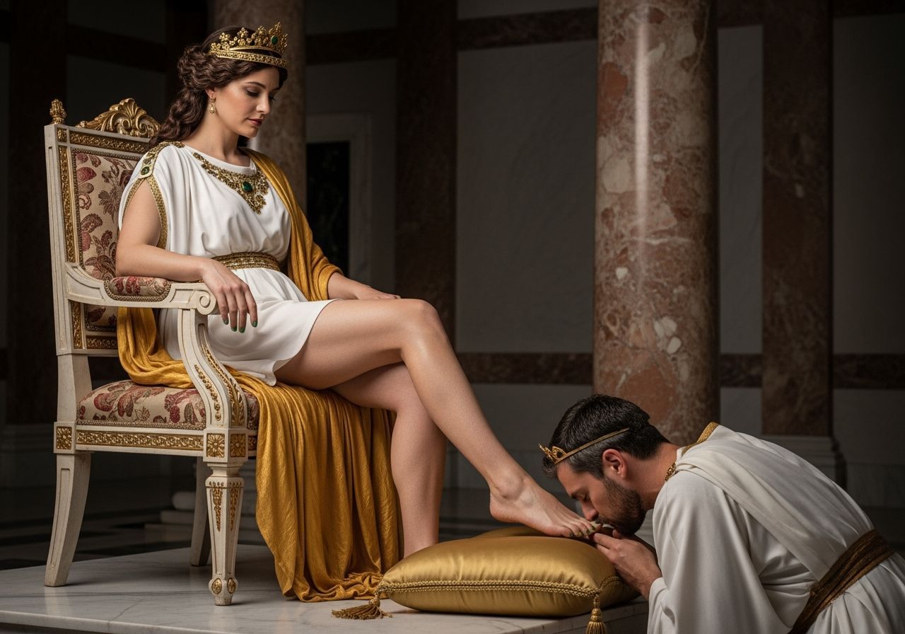Greek Goddess on Throne in Photorealistic Style