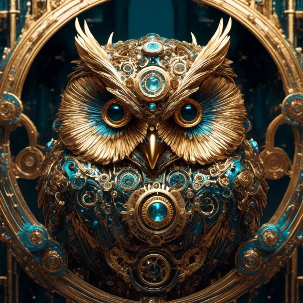 Steampunk Owl with Mechanical Engine
