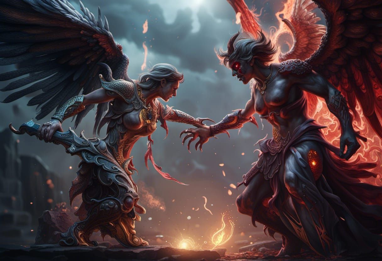 Angel Versus Demon: Detailed Matte Painting