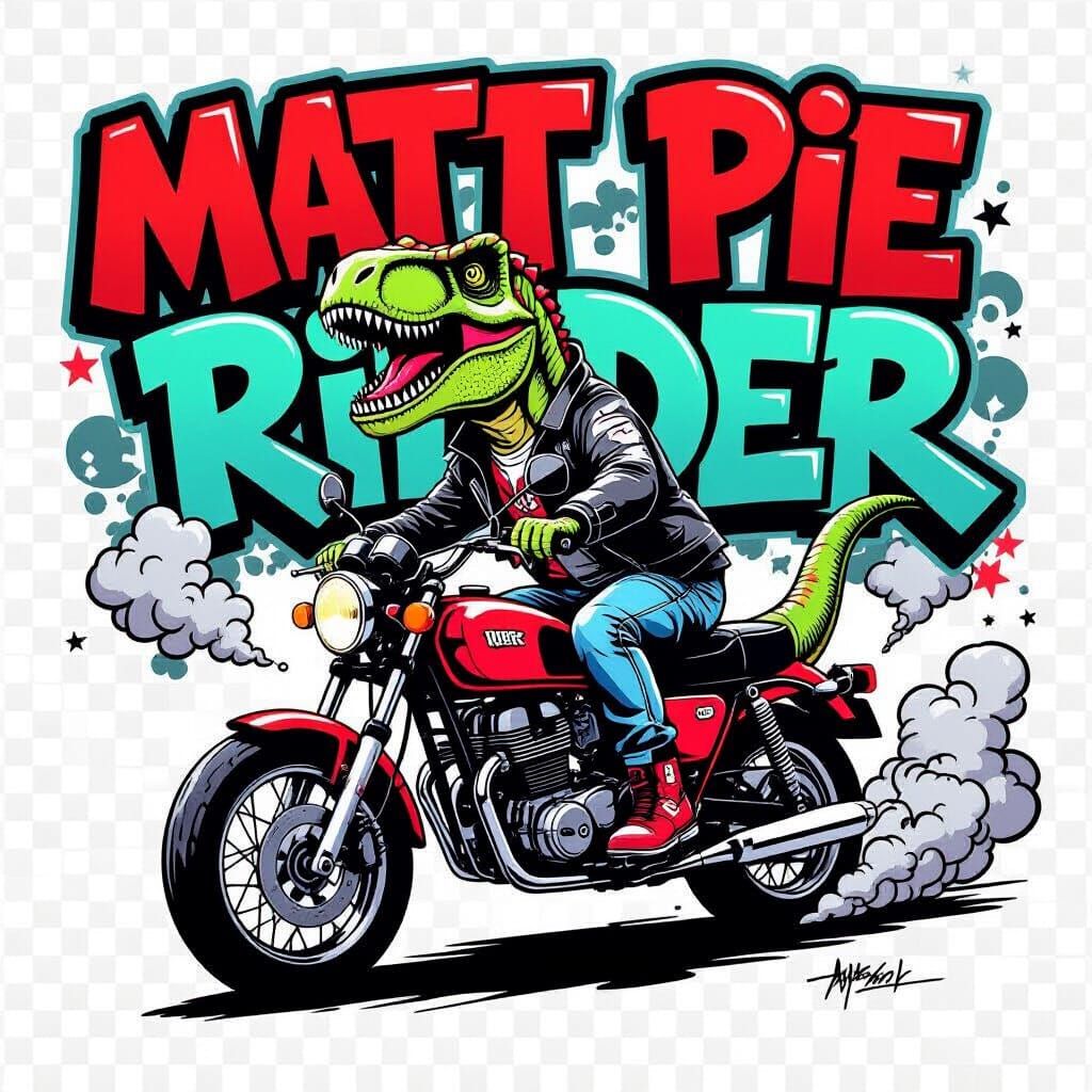 Funky T-Rex Rider in Graffiti Style