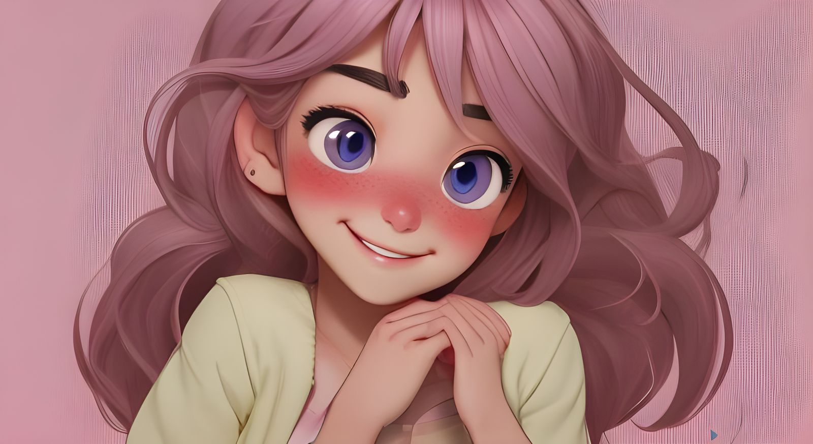 Portrait of a Shy, Smiling Face with Blushed Cheeks